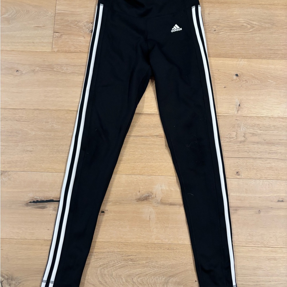 Adidas Black Climalite Leggings with White Stripes